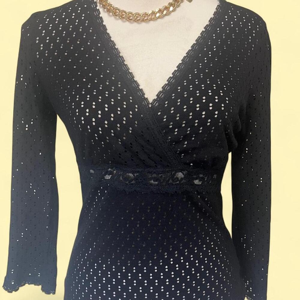 Betsey Johnson Vintage 3/4 Sleeve Cutout Top